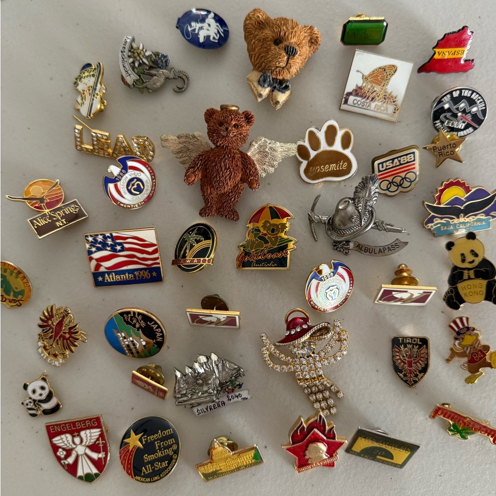 Vintage Enamel Pin Lot - Assorted Multicolor Collectible Pins